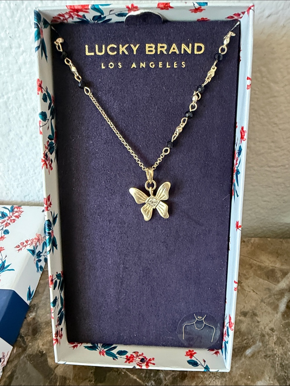 Lucky Brand Gold Butterfly Pendant Necklace in Box - Picture 2 of 5